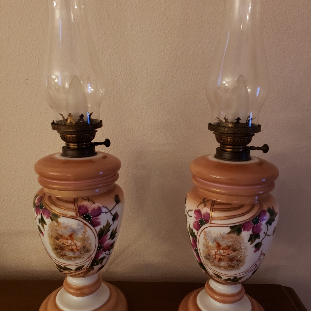 Hand painted Victorian Lamps
